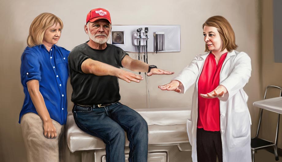 Doctor testing patient for Parkinson's Disease
